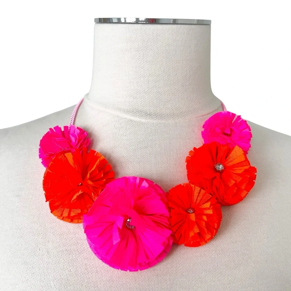 CREWCUTS J. Crew Kids Floral Colorful Necklace Pink Orange One Size